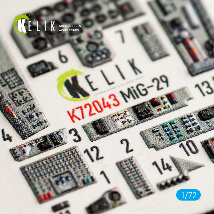 Interior 3D Decals MiG-29 Fulcrum-A 9-12 (for GWH model kit) KeliK K72043 Scale 1:72 Ukraine/USSR