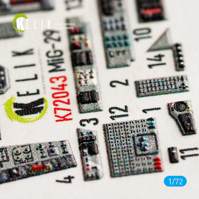 Interior 3D Decals MiG-29 Fulcrum-A 9-12 (for GWH model kit) KeliK K72043 Scale 1:72 Ukraine/USSR