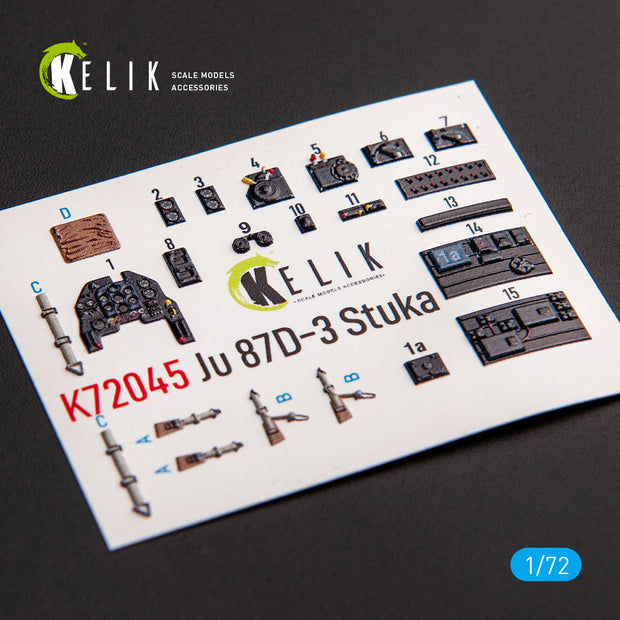 Interior 3D Decals Junkers Ju 87D-3 Stuka (for Special Hobby model kit) Scale 1:72 KeliK K72045 Germany (WW2)