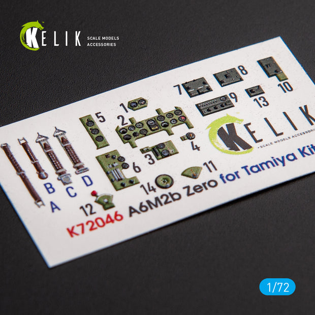 Interior 3D Decals Mitsubishi A6M2B Zero (for Tamiya model kit) KeliK K72046 Scale 1:72 Japan (WW2)