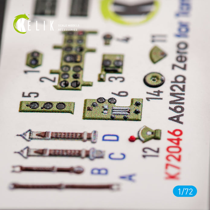 Interior 3D Decals Mitsubishi A6M2B Zero (for Tamiya model kit) KeliK K72046 Scale 1:72 Japan (WW2)