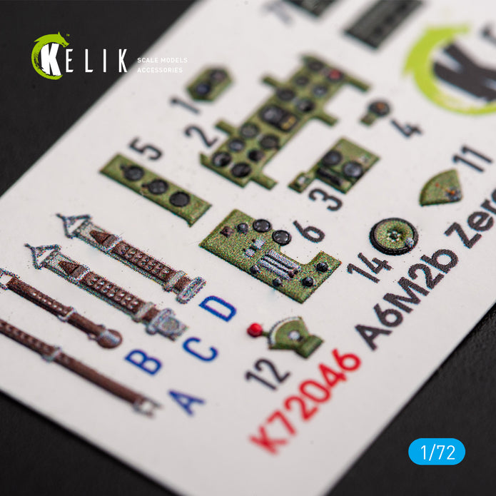 Interior 3D Decals Mitsubishi A6M2B Zero (for Tamiya model kit) KeliK K72046 Scale 1:72 Japan (WW2)