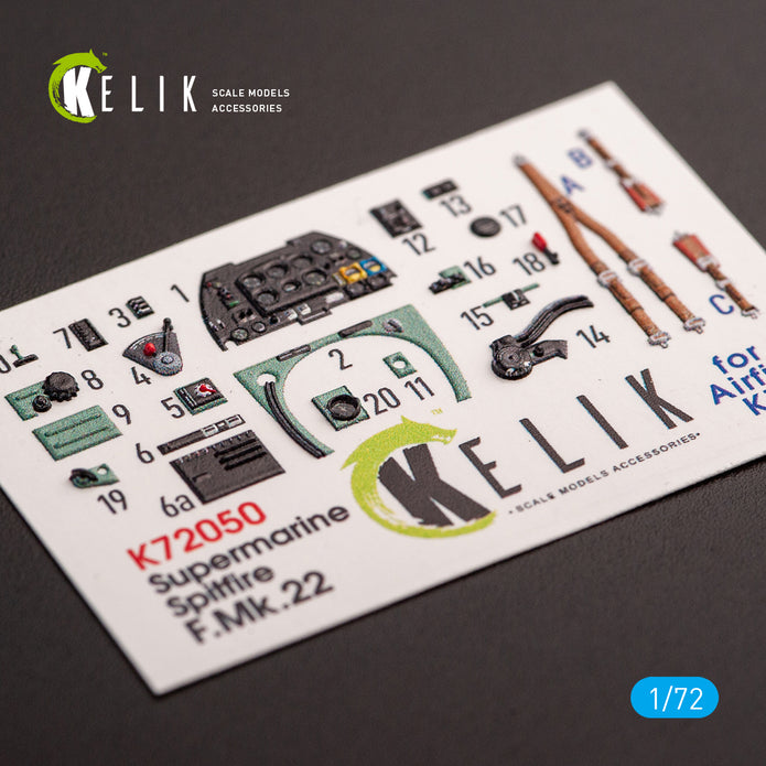 Interior 3D Decals Supermarine Spitfire F.Mk.22 (for Airfix model kit) KeliK K72050 Scale 1:72 United Kingdom (WW2)