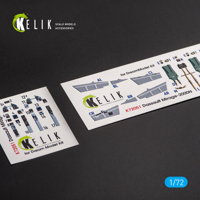 Interior 3D Decals Dassault Mirage 2000N (for Dream Model kit) Scale 1:72 KeliK K72051 France