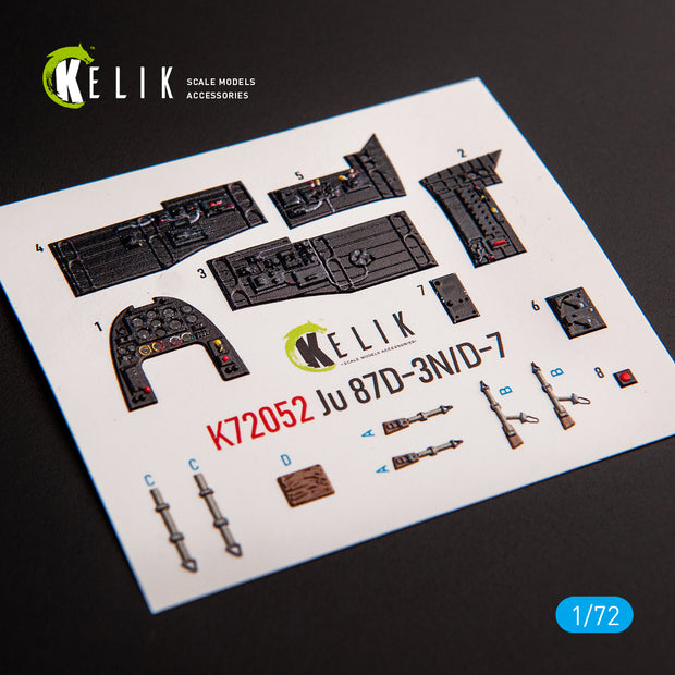 Interior 3D Decals Junkers Ju87D-3N/D-7 (for Fujimi/Hobby 2000 model kit) Scale 1:72 KeliK K72052 Germany (WW2)