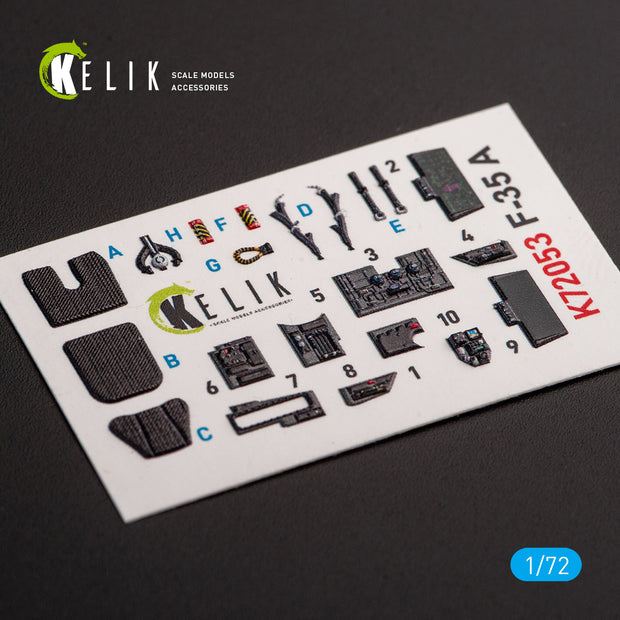 Interior 3D Decals Aircraft F-35A Lightning II (for Tamiya model kit) KeliK K72053 Scale 1:72 USA