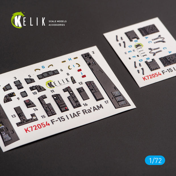 Interior 3D Decals Aircraft F-15I IAF Ra`am (for GWH model kit) KeliK K72054 Scale 1:72 Israel