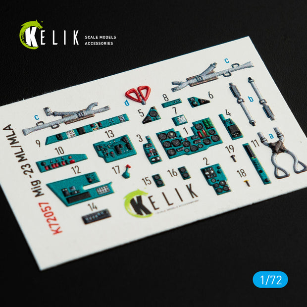 Interior 3D Decals MiG-23 ML/MLA (for ClearProp model kit) Scale 1:72 KeliK K72057 Ukraine/USSR