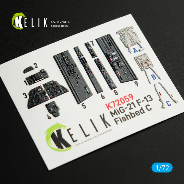 Interior 3D Decals MiG-21 F-13 (for Revell Model Kit) Scale 1:72 KeliK K72059 Ukraine/USSR
