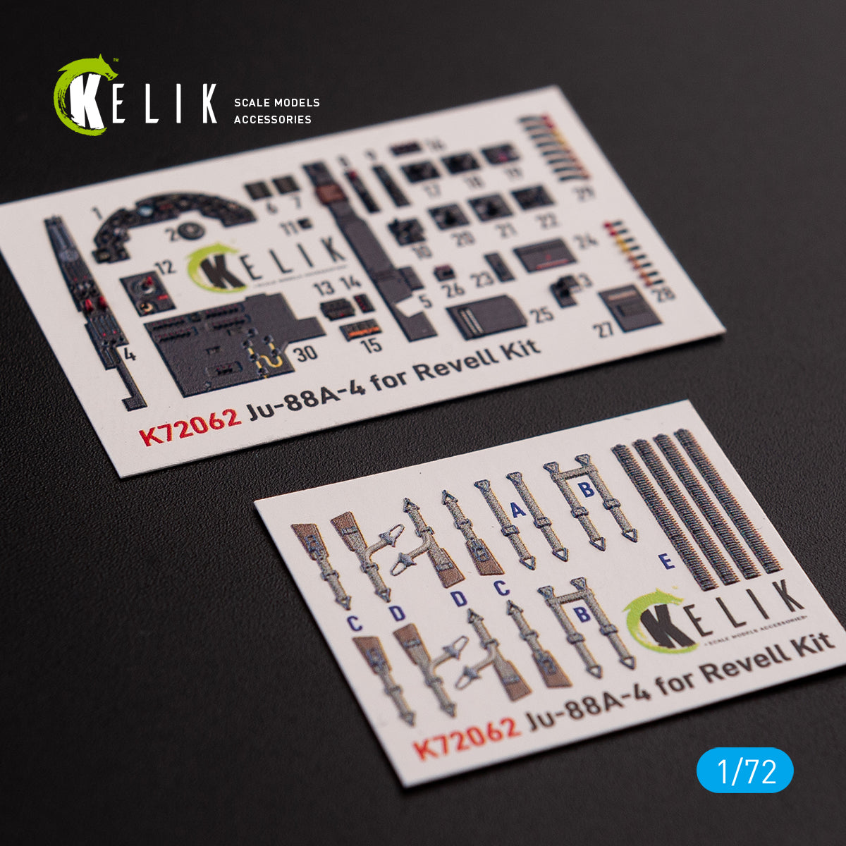 Interior 3D Decals Aircraft Junkers JU 88 A-4 (for Revell model kit) Scale 1:72 KeliK K72062 Germany (WW2)