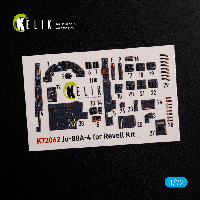 Interior 3D Decals Aircraft Junkers JU 88 A-4 (for Revell model kit) Scale 1:72 KeliK K72062 Germany (WW2)