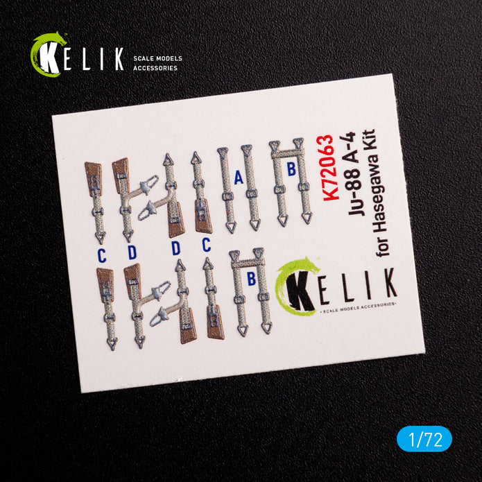 Junkers JU 88 A-4 Interior 3D Decals (for Hasegawa Model Kit) Scale 1:72 KeliK K72063 Germany (WW2)