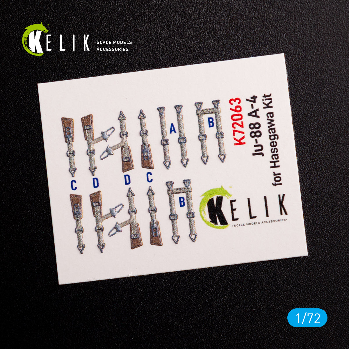 Junkers JU 88 A-4 Interior 3D Decals (for Hasegawa Model Kit) Scale 1:72 KeliK K72063 Germany (WW2)