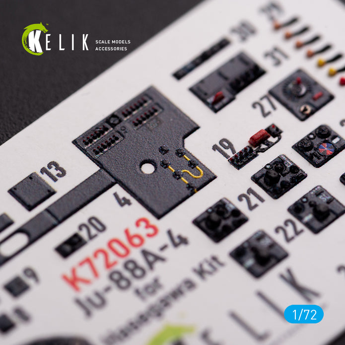Junkers JU 88 A-4 Interior 3D Decals (for Hasegawa Model Kit) Scale 1:72 KeliK K72063 Germany (WW2)