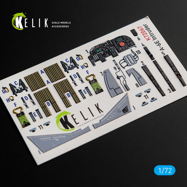 Grumman A-6E Intruder Interior 3D Decals (for Italeri Model Kit) Scale 1:72 KeliK K72067 USA