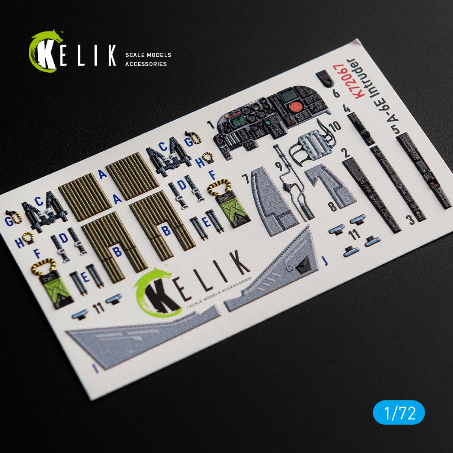 Grumman A-6E Intruder Interior 3D Decals (for Italeri Model Kit) Scale 1:72 KeliK K72067 USA