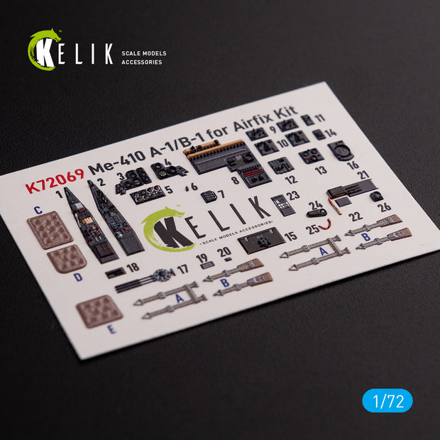 Messerschmitt Me410A-1 Interior 3D Decals (for Airfix Model Kit)  Scale 1:72 KeliK K72069 Germany (WW2)