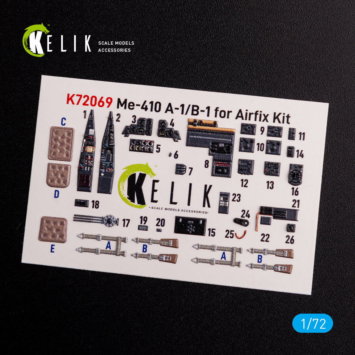 Messerschmitt Me410A-1 Interior 3D Decals (for Airfix Model Kit)  Scale 1:72 KeliK K72069 Germany (WW2)