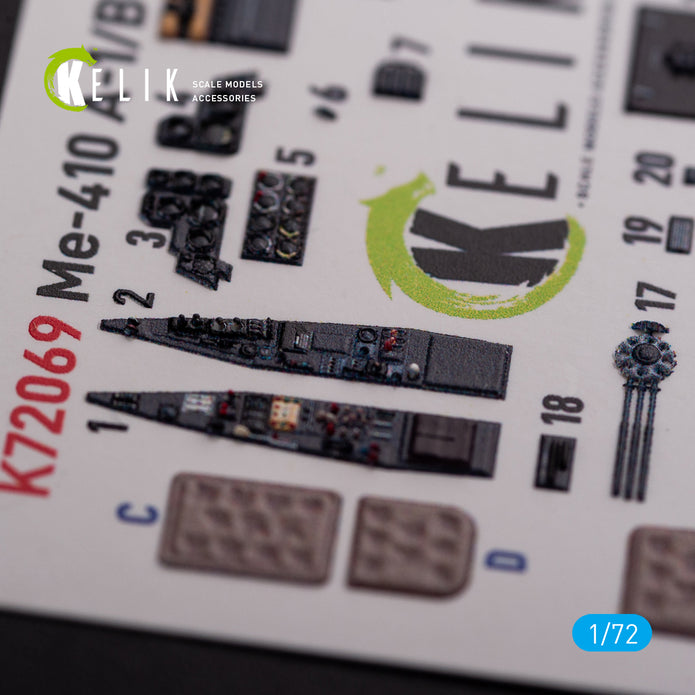 Messerschmitt Me410A-1 Interior 3D Decals (for Airfix Model Kit)  Scale 1:72 KeliK K72069 Germany (WW2)