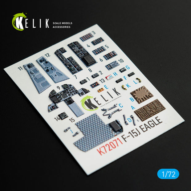 F-15J Eagle Interior 3D Decals (for PLATZ Model Kit) Scale 1:72 KeliK K72071 Japan