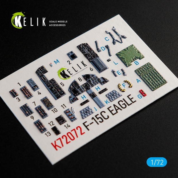 F-15C Strike Eagle Interior 3D Decals (for Hasegawa Model Kit) Scale 1:72 KeliK K72072 USA