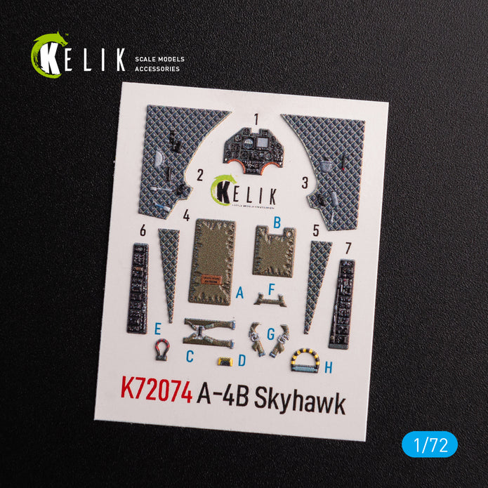 Douglas A-4B "Skyhawk" Interior 3D Decals (for Hobby 2000/Fujimi Model Kit) Scale 1:72 K72074 USA
