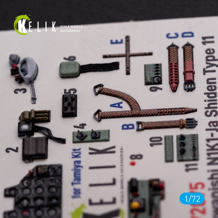 Kawanishi N1K1-Ja Shiden Type 11 Interior 3D Decals (for Tamiya Model Kit) Scale 1:72 KeliK K72075 Japan (WW2)