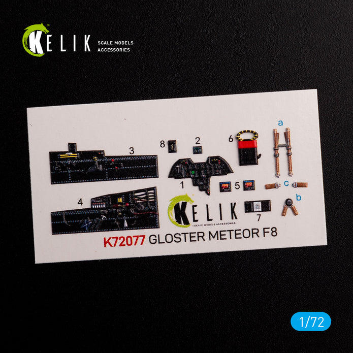 Gloster Meteor F.8 Interior 3D Decals (for Airfix Model Kit) Scale 1:72 KeliK K72077 United Kingdom (WW2)