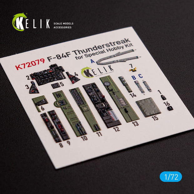 Republic F-84F Thunderstreak Interior 3D Decals (for Special Hobby Model Kit) 1:72 KeliK K72079 USA