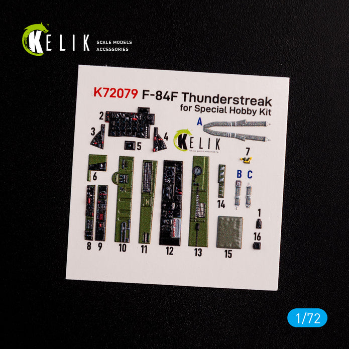 Republic F-84F Thunderstreak Interior 3D Decals (for Special Hobby Model Kit) 1:72 KeliK K72079 USA