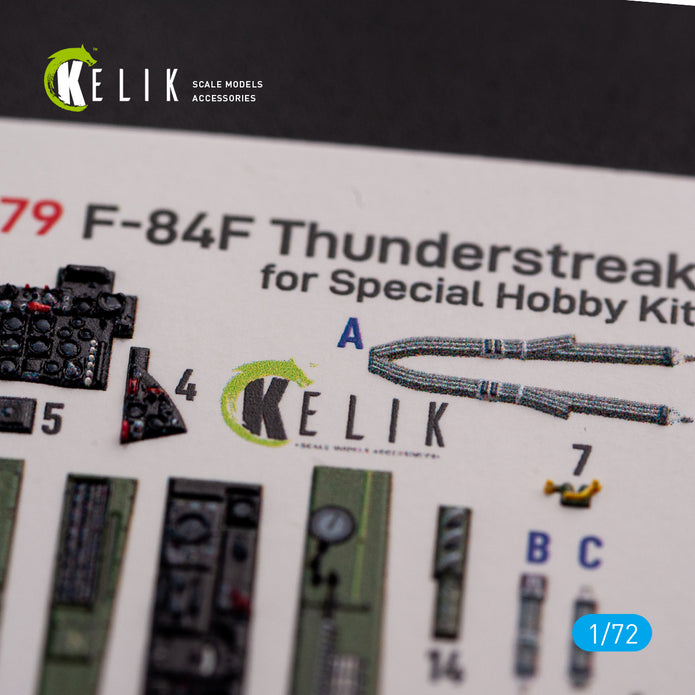 Republic F-84F Thunderstreak Interior 3D Decals (for Special Hobby Model Kit) 1:72 KeliK K72079 USA