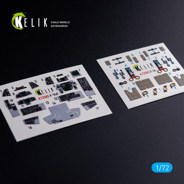 Grumman F-14A Tomcat Interior 3D Decals (for Hasegawa Model Kit) Scale 1:72 for Model Kit KeliK K72085 USA