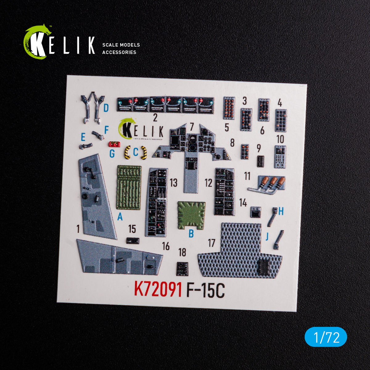 McDonnell Douglas F-15C Interior 3D Decals (for FineMolds Model Kit) Scale 1:72 KeliK K72091 USA