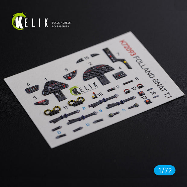 Interior 3D Decals Folland Gnat T.1 (for Airfix Model kit) Scale 1:72 KeliK K72093 United Kingdom