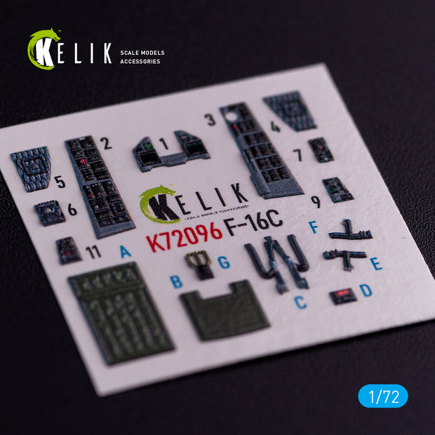 General Dynamics F-16C Interior 3D Decals (for Hasegawa Model kit) Scale 1:72 KeliK K72096 USA