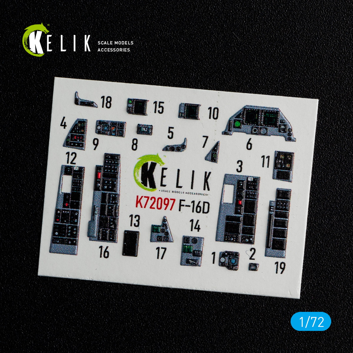 General Dynamics F-16D Interior 3D Decals (for Revell Model kit) Scale 1:72 KeliK K72097 USA