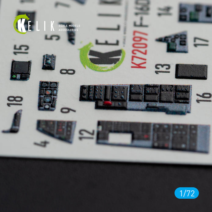 General Dynamics F-16D Interior 3D Decals (for Revell Model kit) Scale 1:72 KeliK K72097 USA