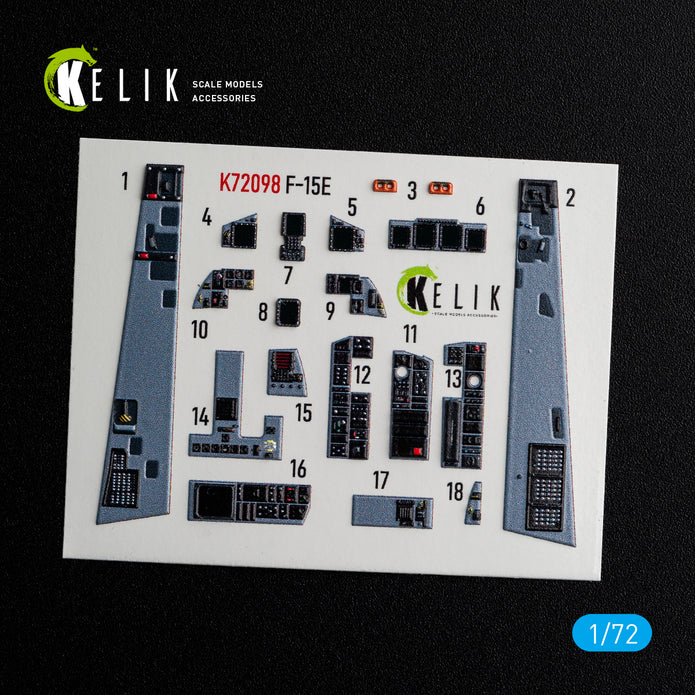 McDonnell Douglas F-15E Aircraft Interior 3D Decals (for GWH Model kit) Scale 1:72 KeliK K72098 USA