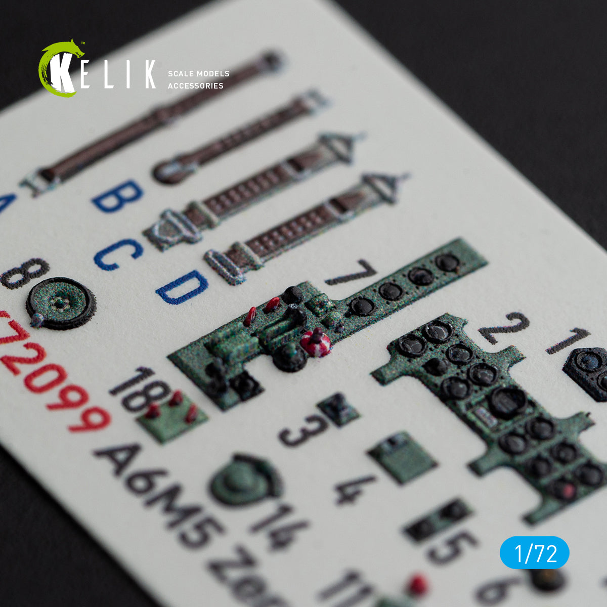Mitsubishi A6M5 Zero Interior 3D Decals (for Tamiya Model kit) Scale 1:72 KeliK K72099 Japan (WW2)