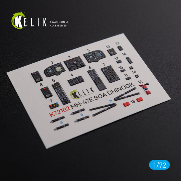 Boeing MH-47E Chinook Interior 3D Decals Helicopter (for Italeri Model kit) Scale 1:72 KeliK K72102 USA