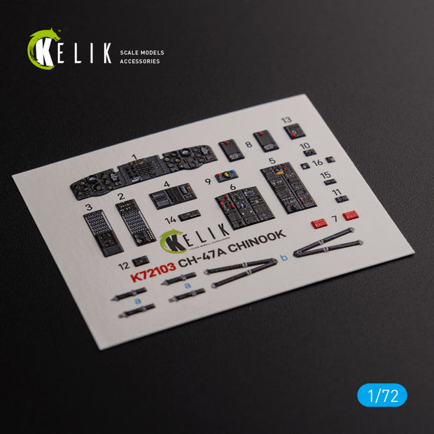 Interior 3D Decals Boeing CH-47A Chinook Helicopter (for Trumpeter Model kit) Scale 1:72 KeliK K72103 USA