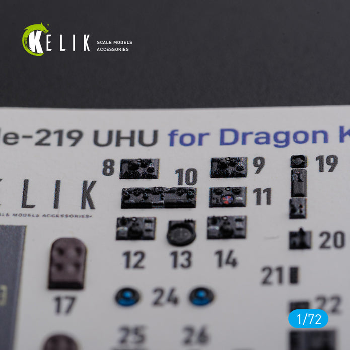 Interior 3D Decals for Heinkel HE-219 UHU (for Dragon Model kit) Scale 1:72 KeliK K72104 Germany (WW2)