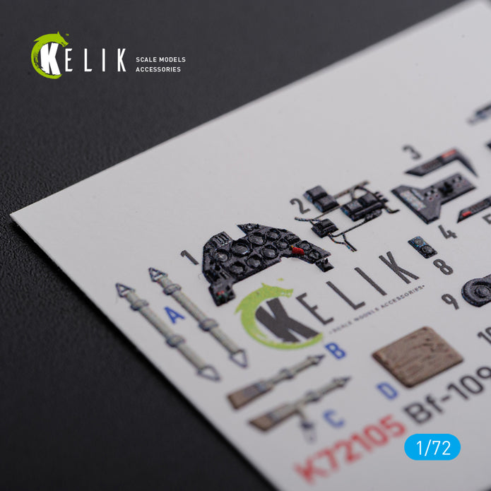 Interior 3D Decals Messerschmitt BF109 G-6 (for Tamiya Model kit) Scale 1:72 KeliK K72105 Germany (WW2)
