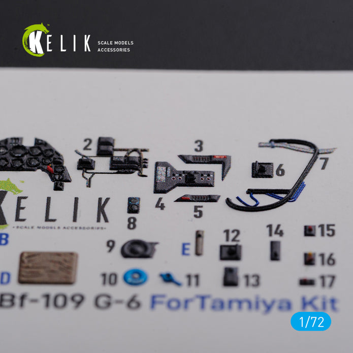 Interior 3D Decals Messerschmitt BF109 G-6 (for Tamiya Model kit) Scale 1:72 KeliK K72105 Germany (WW2)