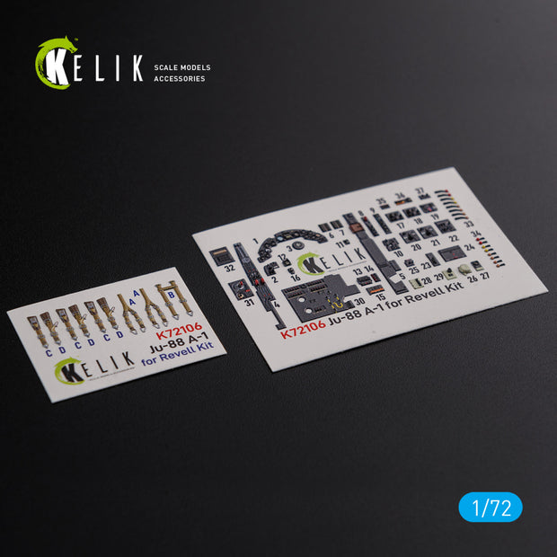 Interior 3D Decals Aircraft Junkers Ju-88 A-1 (for Revell Model kit) Scale 1:72 KeliK K72106 Germany (WW2)