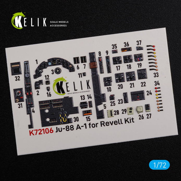 Interior 3D Decals Aircraft Junkers Ju-88 A-1 (for Revell Model kit) Scale 1:72 KeliK K72106 Germany (WW2)
