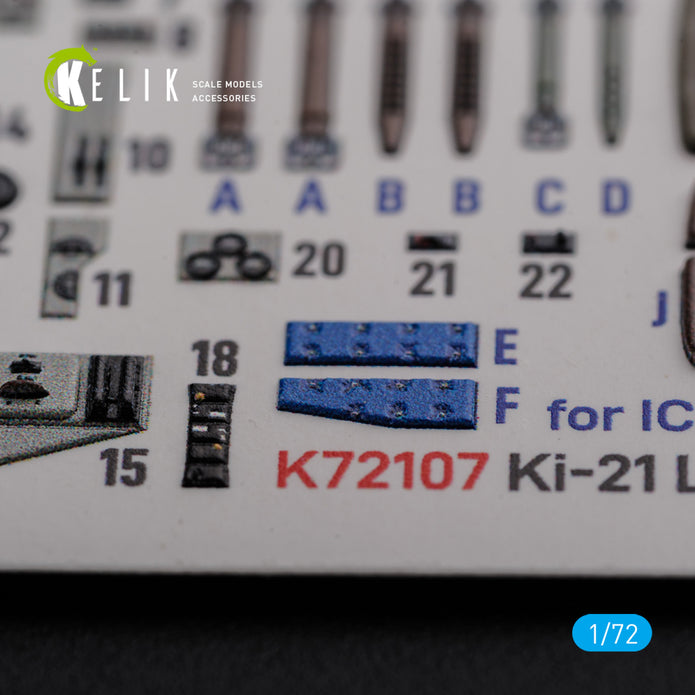 Interior 3D Decals Aircraft Mitsubishi KI-21 (for ICM kit Scale Model kit) Scale 1:72 KeliK K72107 Japan (WW2)