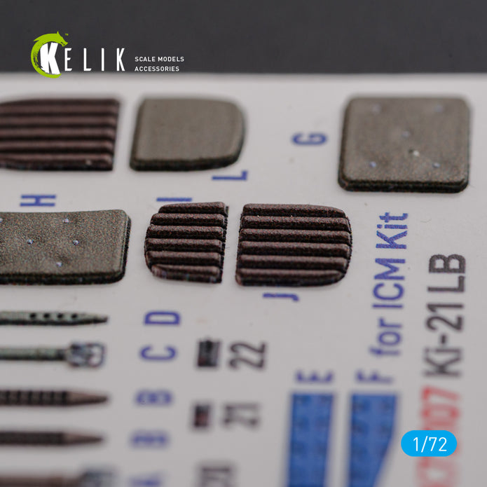 Interior 3D Decals Aircraft Mitsubishi KI-21 (for ICM kit Scale Model kit) Scale 1:72 KeliK K72107 Japan (WW2)