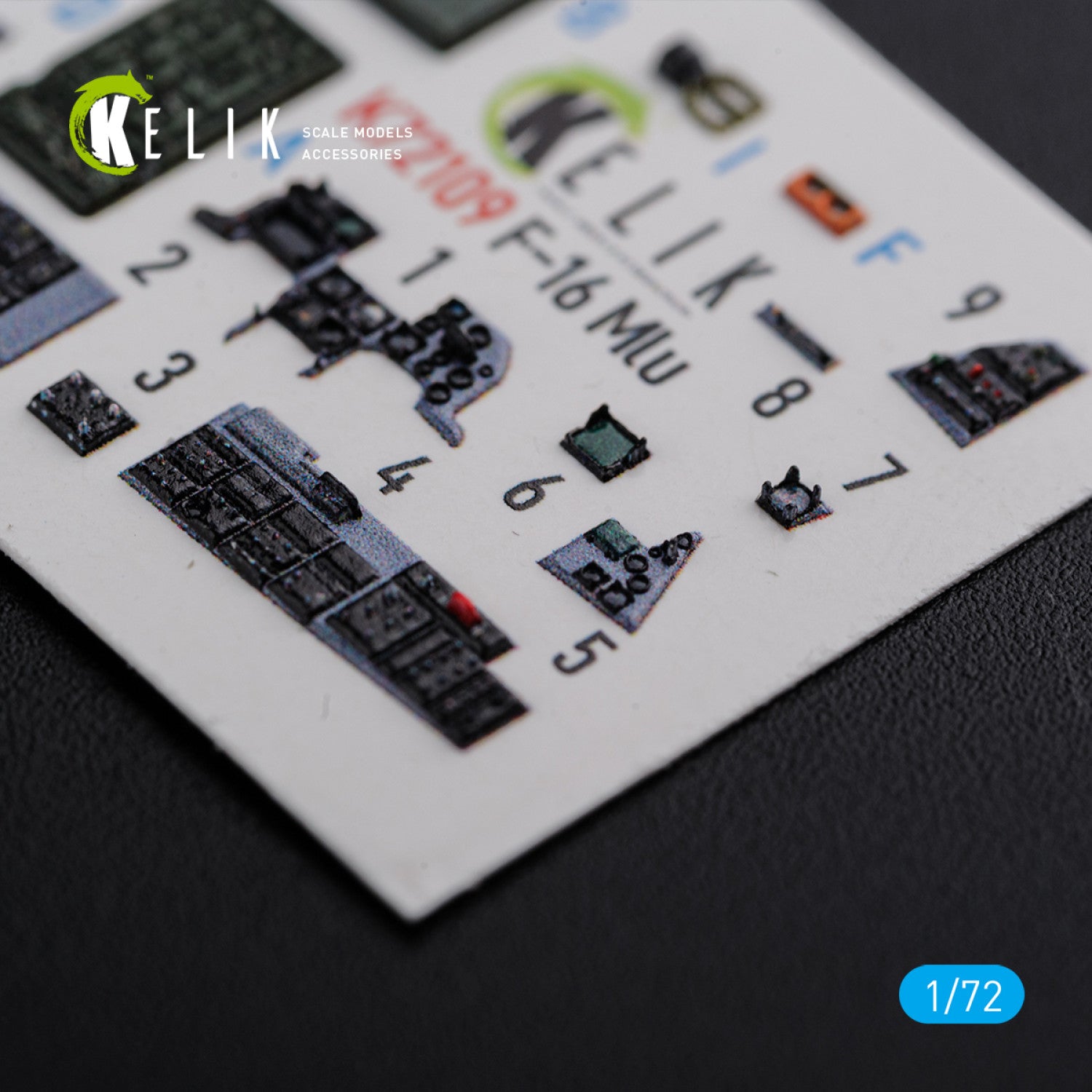 General Dynamics F-16 MLU Interior 3D Decals (for Revell Model kit) Scale 1:72 KeliK K72109 USA