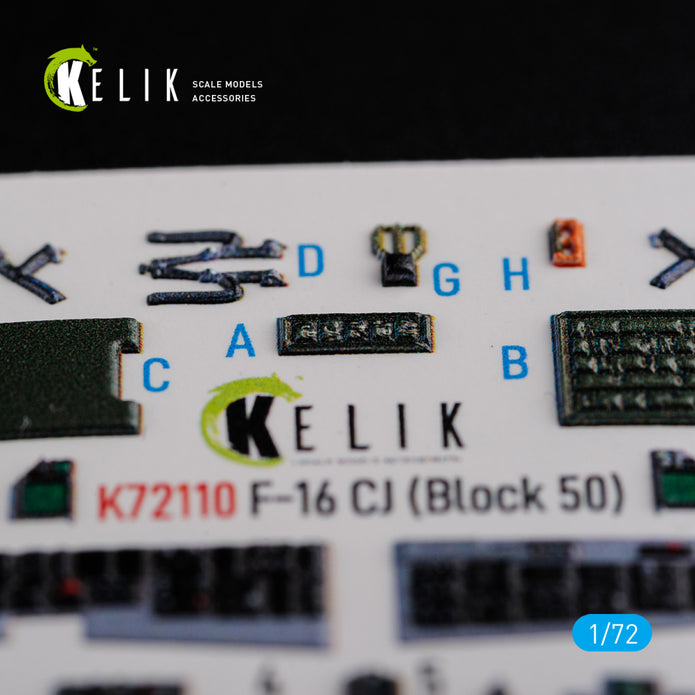 General Dynamics F-16 CJ (Block 50) Interior 3D Decals Aircraft (for Tamiya Model kit) Scale 1:72 KeliK K72110 USA